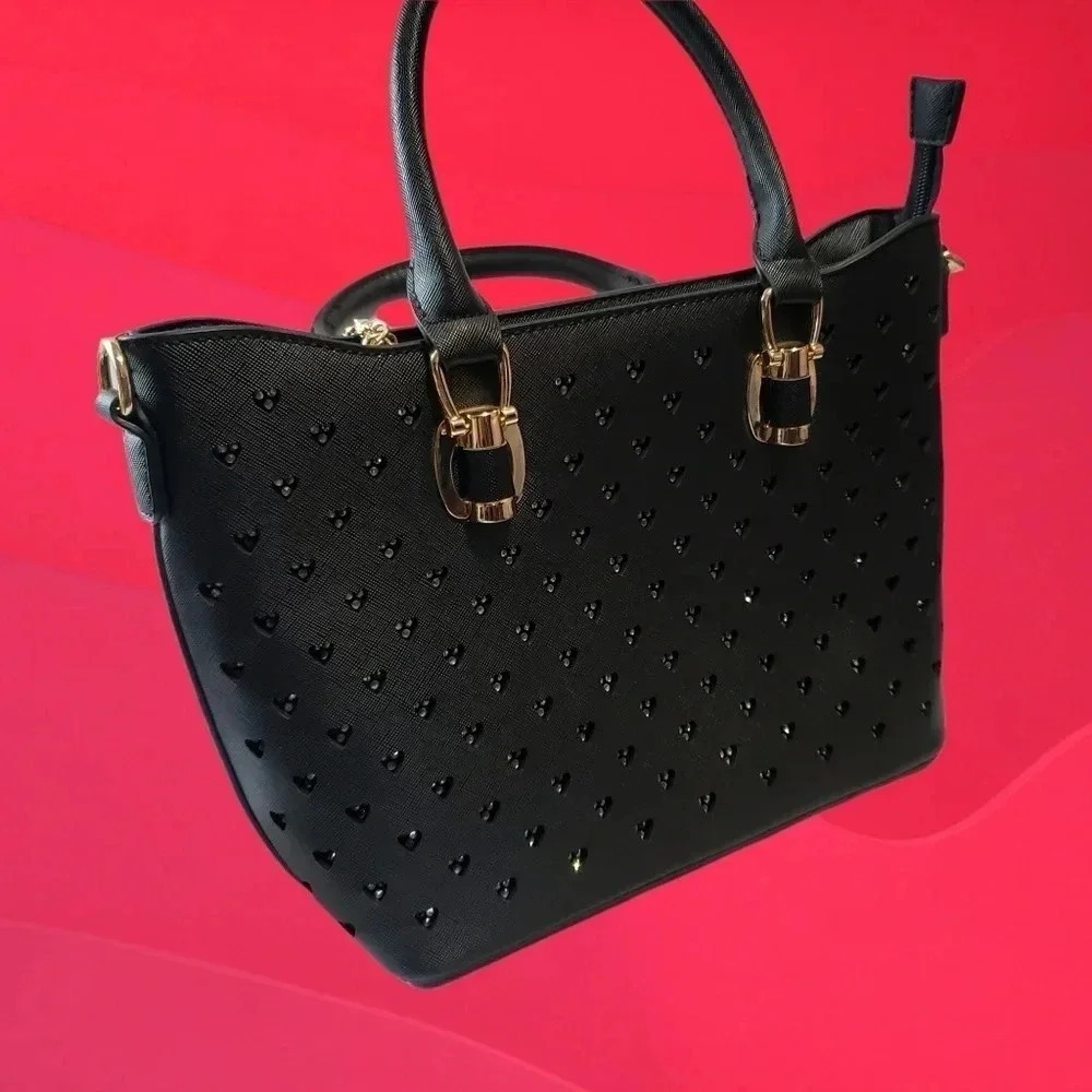 Phanuel heart rhinestone lightweight tote color black - Picture 3 of 10